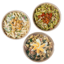 Pasta salade Ceasar, tonijn of pesto deluxe